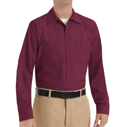 Red Kap Men's Industrial Work Shirt, Regular Fit, Long Sleeve Utility Button, Burgundy, S