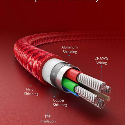Anker New Nylon USB C to Lightning Cable, Apple MFi Certified for iPhone 14 Series, and More (6FT,Red)