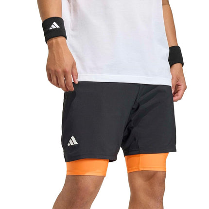 adidas Men's Club Tennis Climacool 2IN1 Shorts, Black/Pure Orange, XS