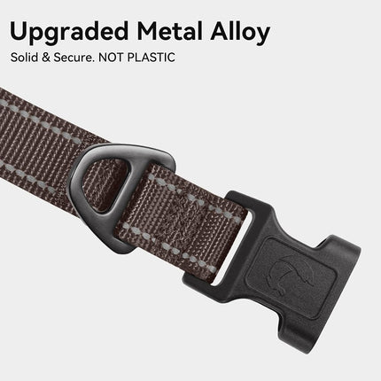 Joytale Reflective Dog Collar, Adjustable Neoprene Padded, Brown L
