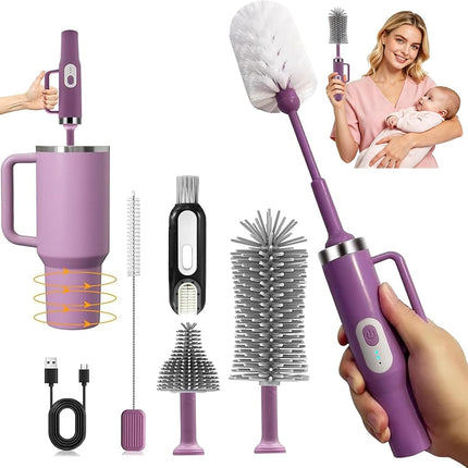 5-in-1 Long Handle Electric Bottle Brush Cleaner a