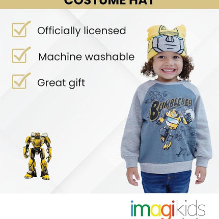 Sudadera de forro polar y gorro de disfraz de cosplay de Bumblebee de Transformers, tallas pequeña a grande (2T - 18-20), gris/amarillo, abeja, 10-12