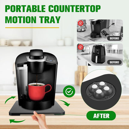 Appliance Slider 360° Rolling Tray for Countertop Coffee Maker Mat, Black