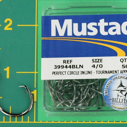 Mustad Demon Perfect Circle, in Line - Black Nickel-Size 4/0 - Pack of 50