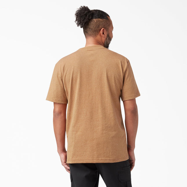 Dickies Men's Short Sleeve Heavyweight Crew Neck, Brown Duck Heather, Small
