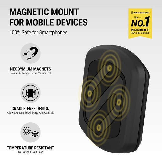 Scosche MAG12V MagicMount Magnetic Power Socket Mount with USB Charging Port for Mobile Devices, Black