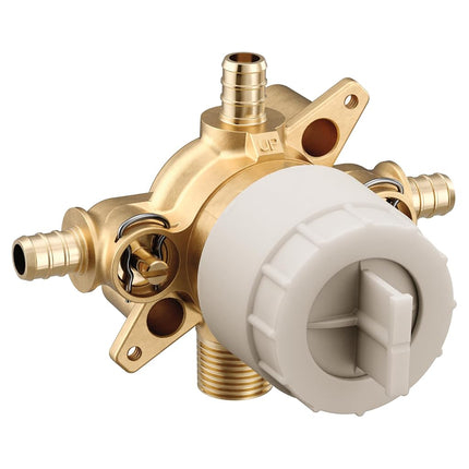 Moen U140XS M-CORE 3-Series 4 Port Tub and Shower Pre-Fabricated Mixing Valve with Crimp Ring PEX Connections and Stops, or Unfinished