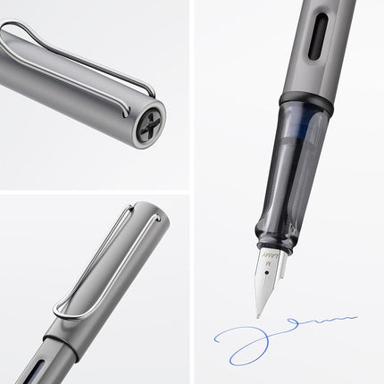 LAMY AL-star graphite - Fountain Pen with ergonomic grip & polished steel nib in size M - lightweight aluminum body - including LAMY T 10 blue cartridge - Right-Handed