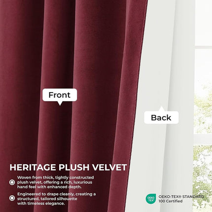 HPD Half Price Drapes Heritage Plush Velvet 84 Inches Long Darkening Curtains for Bedroom & Living Room 50W x 84L, (1 Panel), Dark Merlot, 50" W x 84" L (Pack of 1)