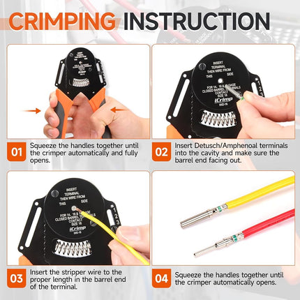 IWISS Closed Barrel Crimper 4 Way Indent,8 Impression Type for Deutsch Solid Contacts gage 14,16&18(IWD-16)