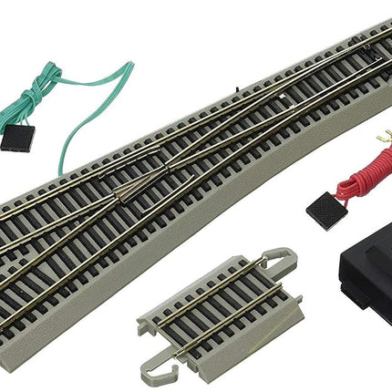 Bachmann Trains - Snap-Fit E-Z Track #5 Turnout - Left (1/Card) - Nickel Silver Rail with Gray Roadbed - HO Scale,Grey