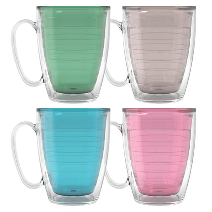 Tervis Clear & Colorful Tabletop - Bayou View Collection Made in USA Double Walled Insulated Tumbler Travel Cup Keeps Drinks Cold & Hot, 16oz Mug - 4pk, Assorted Pastels