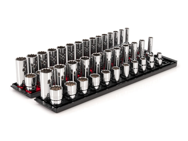 TEKTON 1/2 Inch Drive 12-Point Socket Set with Rai