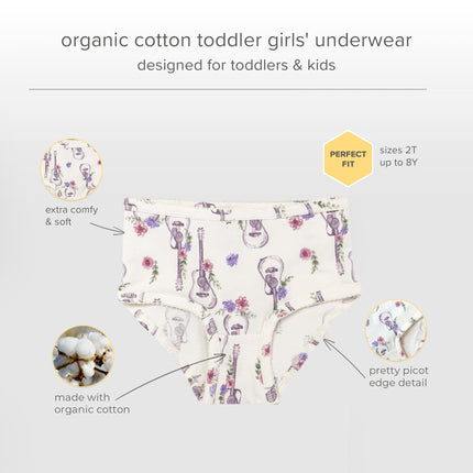 Ropa interior de bebé y niña Burt's Bees Baby, algodón orgánico, paquete de 5, guitarras florales, talla 5T
