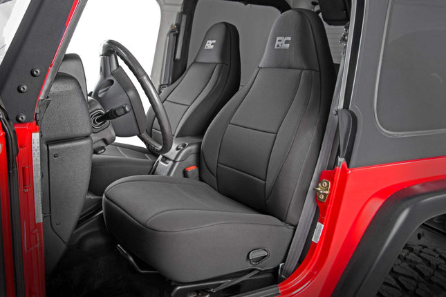 Rough Country Neoprene Seat Covers | (fits) 2003-2006 Jeep Wrangler TJ | 1st/2nd Row | Water Resistant | | 91001