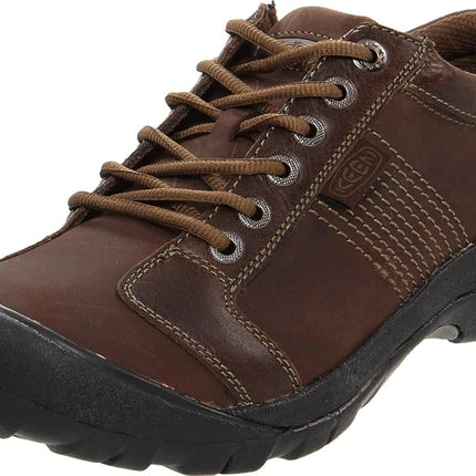 KEEN Men's Austin Low Height Leather Oxford, Chocolate Brown, 10.5 Wide