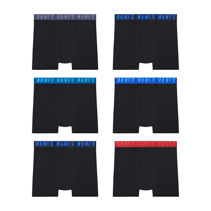 Hanes Boys Moves Breathable Boxer Brief Underwear, Performance Stretch Boxer Briefs for Boys, Moisture-Wicking, 6-pk, Black, X-Large