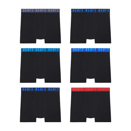 Hanes Big Moves Breathable Underwear, Performance Stretch Boxer Briefs for Boys, Moisture-Wicking, 6-Pk, Black, Black, Medium
