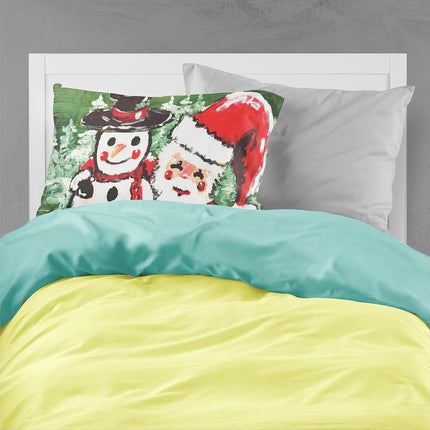 Caroline's Treasures MW1167PILLOWCASE Friends Snowman And Santa Claus Moisture Wicking Fabric Standard Pillowcase, Large, Multicolor