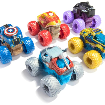 Monster Jam, Marvel Official Mini 5-Pack with Mystery Collectible Monster Truck, 1:87 Scale, Surprise Kids Toys for Boys and Girls Ages 3 and up