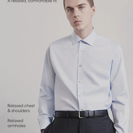 Calvin Klein Men's Non Iron Slim Fit Herringbone French Cuff Dress Shirt, Black, 17" Neck 36"-37" Sleeve