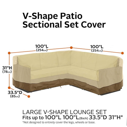 Classic Accessories 55-882-011501-RT Veranda Patio V-Shaped Sectional Sofa Cover, V-Shaped, Pebble/Bark/Earth