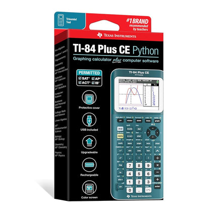 Texas Instruments TI-84 Plus CE Handheld Graphing Calculator, Teal, 84PLCE/TBL/1L1/AS