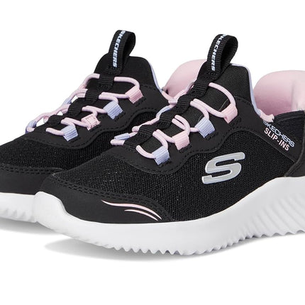 Skechers Girls' Bounder Simple Cute Trainer, Black/White, 4 UK Toddler