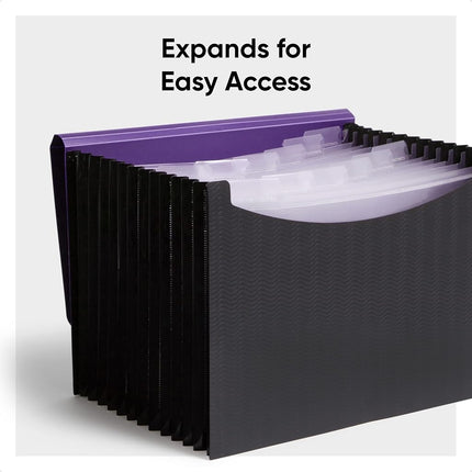 Smead Expanding File, 12 Pockets, Elastic Closure, Letter Size, Wave Pattern Purple/Black (70862)