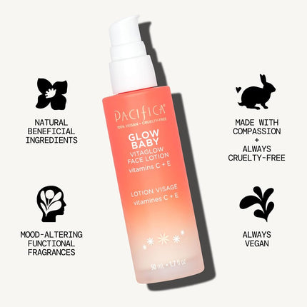 Pacifica Glow Baby Face Lotion 50ML Vitamin C Vitamin E 100% vegan Cruelty Free