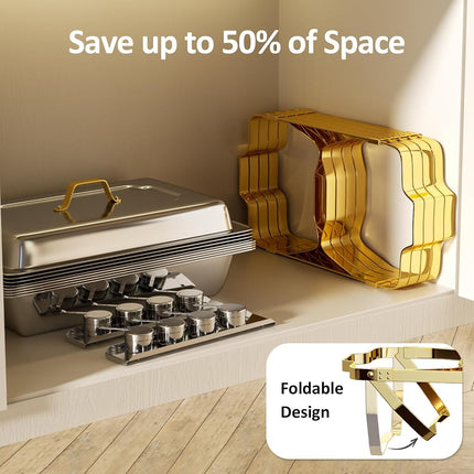 Plats à Frotter pour Buffet, Lot de 1, 8,5 L [Couleurs Or et Argent Élégantes] Ensemble de Plats à Frotter en Acier Inoxydable [Robuste et de Haute Qualité] Chafing Dishes et Chauffe-Plats pour Toutes les Fêtes avec Ensemble Complet