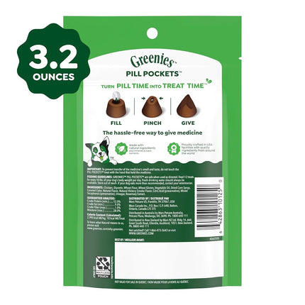 Greenies Pill Pockets for Dogs Small Size, Soft Dog Treats, Hickory Smoke Flavor, 3.2 oz. Pouch (30 Treats)