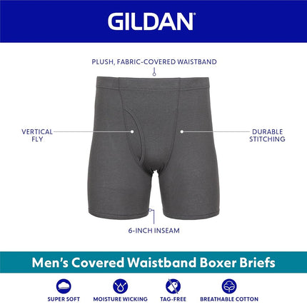 Gildan Men's Underwear Covered Waistband Boxer Briefs, Multipack, Black (5-Pack), XXLarge (Pack of 5)