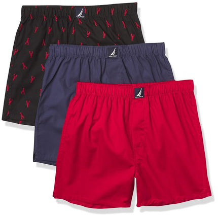 Nautica Men's Cotton Woven 3 Pack Boxer Shorts, Na