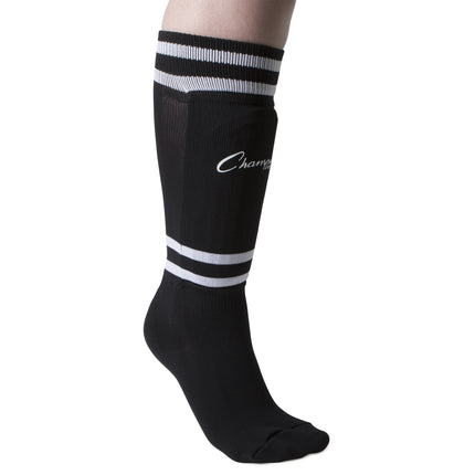 Champion Sports Espinilleras de fútbol estilo calcetín para jóvenes - Edades 6-8 (Negro)