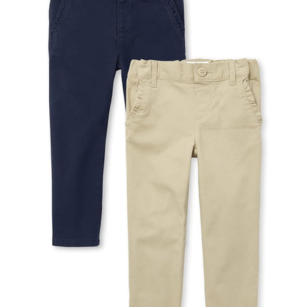 The Children's Place Pantalon Chino Skinny pour fillette, lot de 2, couleurs sable et marée, taille 4T