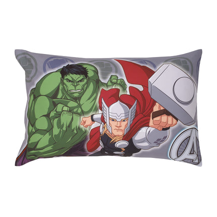 Juego de cama de 4 piezas para niños pequeños de Marvel Avengers Team Blue, Red, and Green Hulk, Captain America, Iron Man y Thor - Edredón, sábana bajera, sábana encimera y funda de almohada reversible