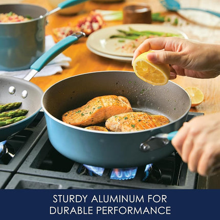 Batterie de cuisine antiadhésive Rachael Ray Cucina, 12 pièces, bleu agave