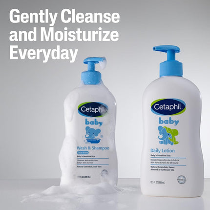 CETAPHIL Baby Wash & Shampoo Pack of 2, Hypoallergenic, Gentle Enough for Daily Use, Soap Free