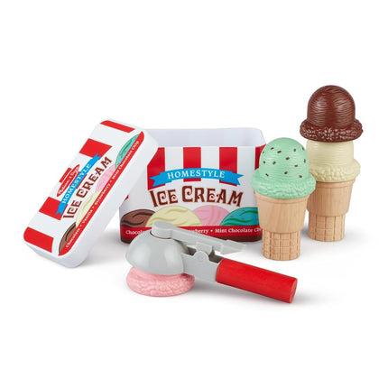 Melissa & Doug Scoop and Stack Ice Cream Cone Wooden Magnetic Pretend Play Food Set, Preschool Toy Play Ice Cream Set, Pretend Food, Toy For Toddlers And Kids Ages 3+ - FSC Certified - FSC Certified