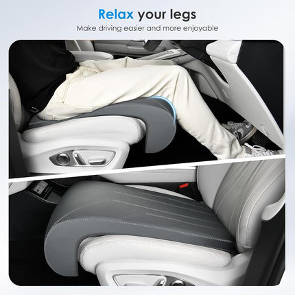 FLORICH Car Seat Extender Leg Extender Support Cushion for Driver Seats Office Chair, Leather Carseat Leg Support for Long Drivers Universal Car Seat Cushion Legs Rest Pads-Dark Grey