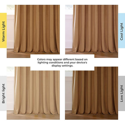 HPD Half Price Drapes Signature Velvet Thermal Blackout Curtains for Living Room 84 Inch Long (1 Panel) Rod Pocket Insulated Blackout Curtains for Bedroom Window Curtains, 50W x 84L, Amber Gold