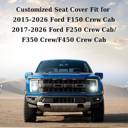 Fundas de asiento trasero Coverado, protector de asiento de lona impermeable para cojines de asiento de coche para niños y perros, fundas de asiento compatibles con Ford F150 2015-2025 y Ford F250 F350 F450 2017-2025 (negro, 2 piezas)