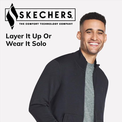 Skechers Men's Cozy Fit Hoodless Hoodie , Black/White, 2XL