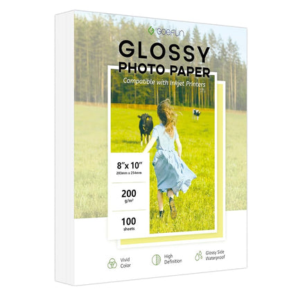 100 Sheets Glossy Photo Paper 8x10, Goefun 54LB In