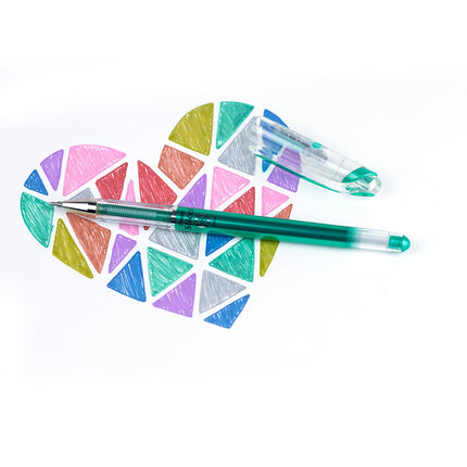 Pentel Arts Slicci Metallic 0.8 mm Needle Tip Gel Pen, Metallic Green Ink, Box of 12 (BG208MDX)