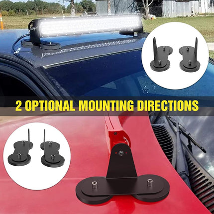 Nilight 2PCS Magnetic Base LED Light Bar Mounting Brackets, Powerful Sucker Holder for Straight Curved Side-Mounted Light Bar Mounting on Hood Roof