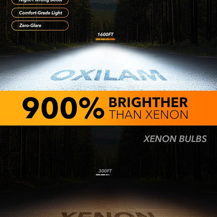 OXILAM D3S D3R 2025 LED Bulbs, 900% Ultra Bright 60W, Pure White 6500K Brighter than Xenon Easy Installation, Plug N-Play Easy Installation, 20 Years Lifespan, No Flicker, Compatibility