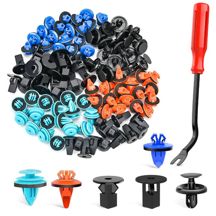 GOOACC 180PCS Car Bumper Retainer Clips - Nylon Push Fasteners - 180 Clips + 1 Tools - Automotive Body Panel Retention