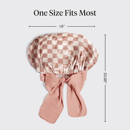 Kitsch XL Satin Bonnet for Sleeping, Softer Than Silk - Terracotta Checker